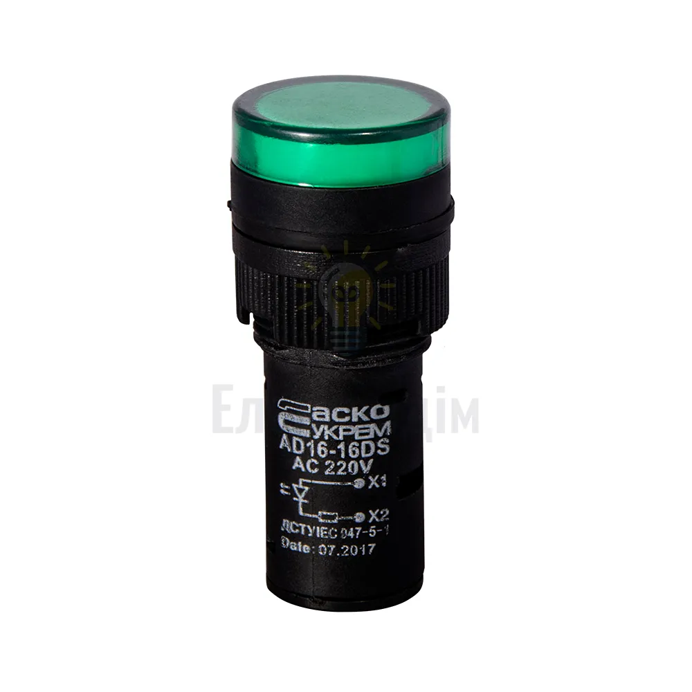 Сигнальна арматура AD16-16DS зелена 220V АC A0140030051 
