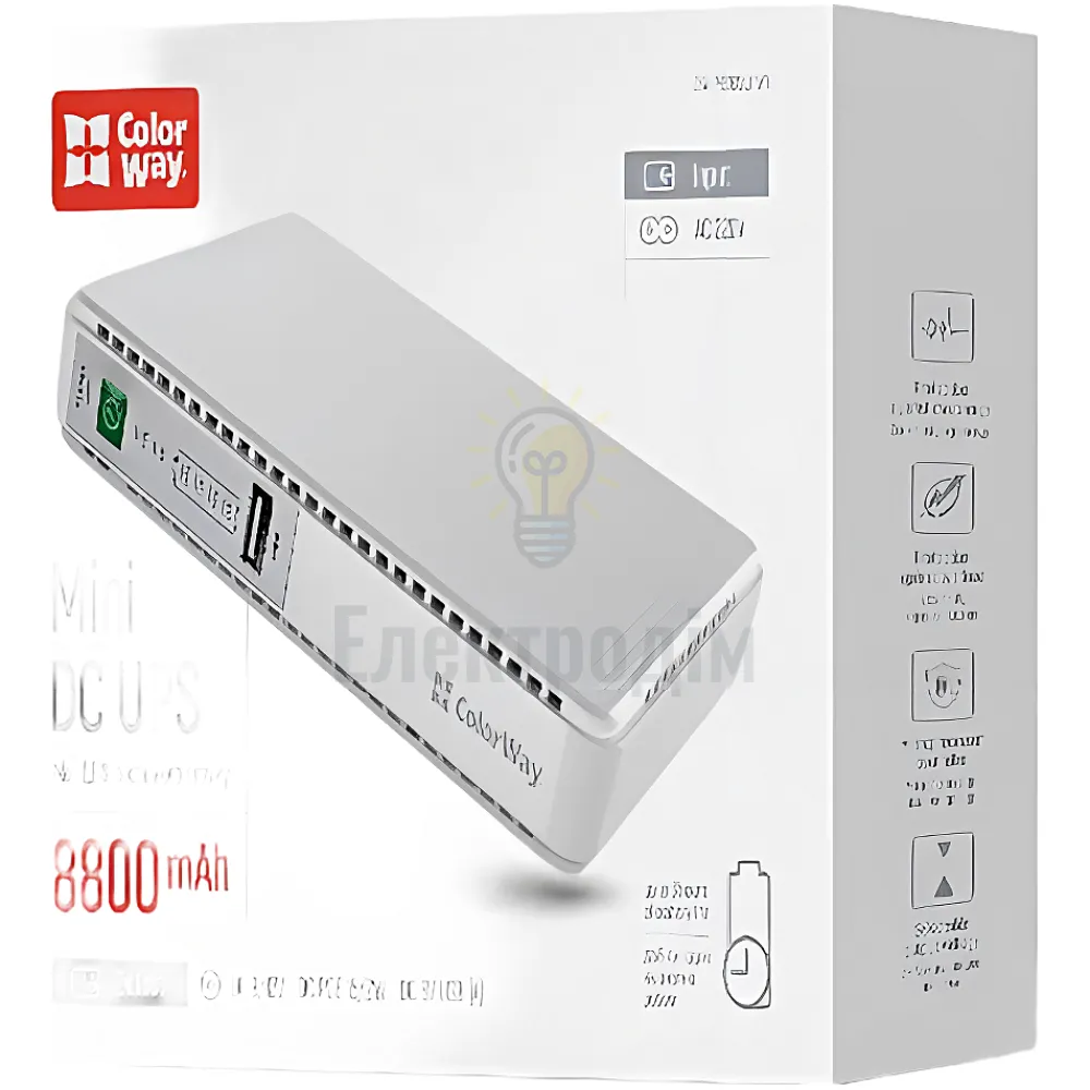 Джерело безперебійного живлення для роутера 8800mAh 21W DC:5V/9V/12V/24V ColorWay CW-PB088LI1WT 