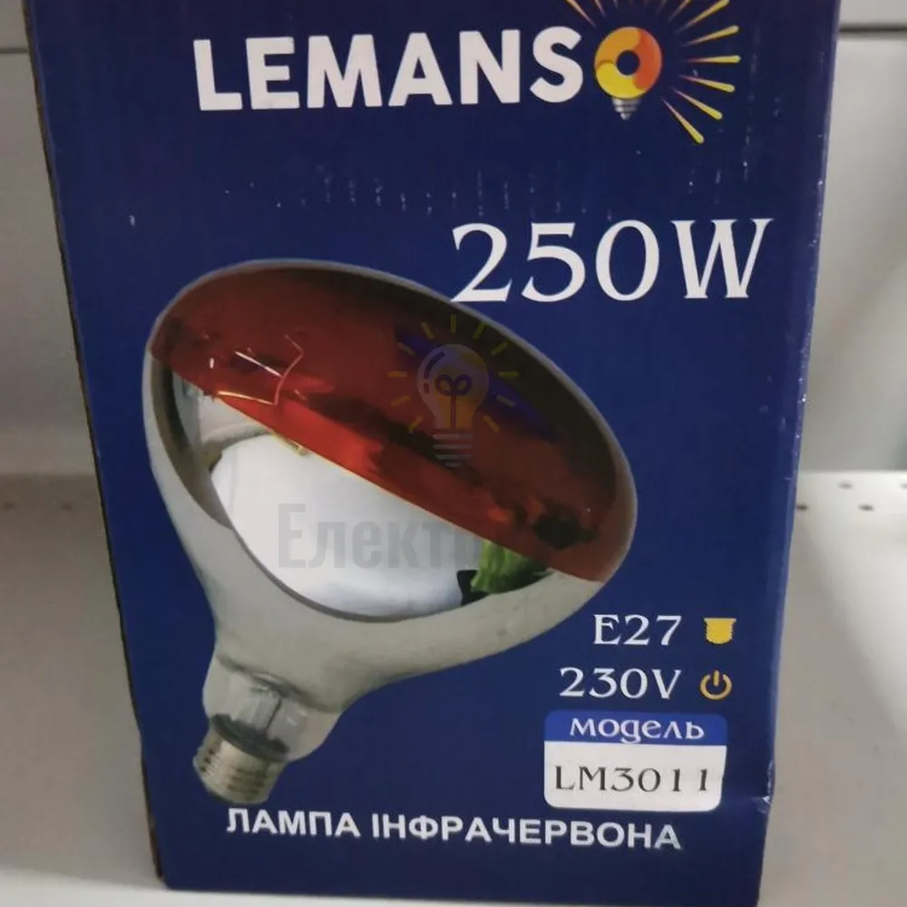 Лампа інфрачервона Lemanso 250W E27 230V на половину червона LM3011 