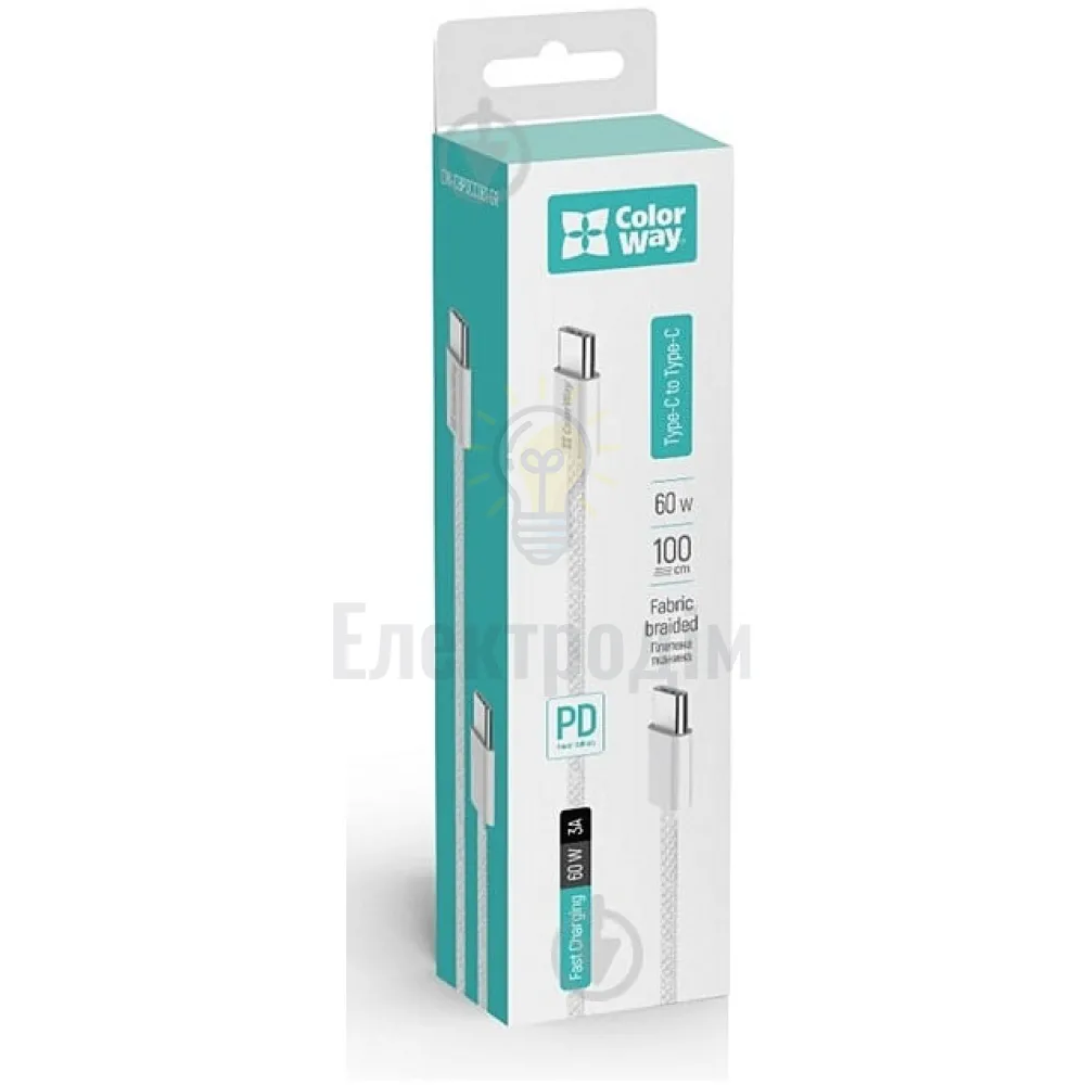 Кабель USB PD Type-C/Type-C ColorWay CW-CBPDCC061-GR 3,0A 1м сірий CW-CBPDCC061-GR 