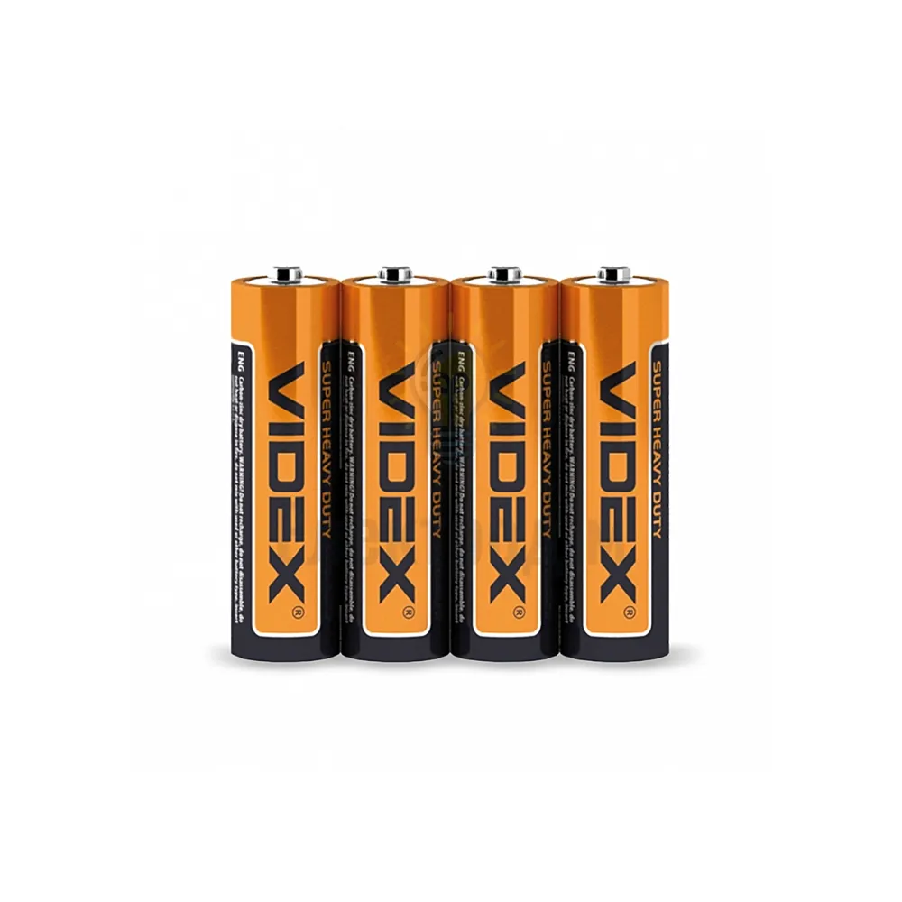 Батарейка Videx солевая R6P/AA 4шт SHRINK за 1 шт. 