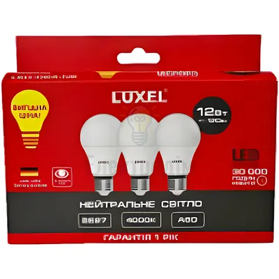 LUXEL Лампа LED А60 12w E27 4000K 064-NE*3 — купити в Електродім