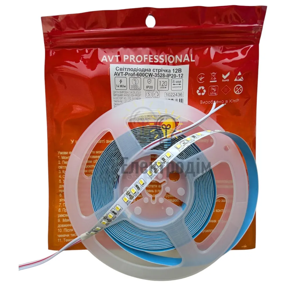 AVT -Prof-600СW3528-12 (10500K-11500K) Світлодіодна стрічка Professional smd3528 1022436  - фото 1