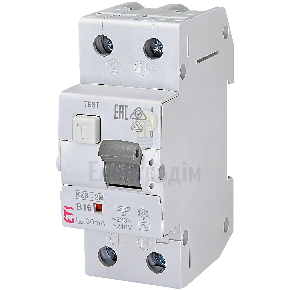 Диф. автоматичний вимикач KZS-2M B 16/0,03 тип AC (10kA) 2173104 