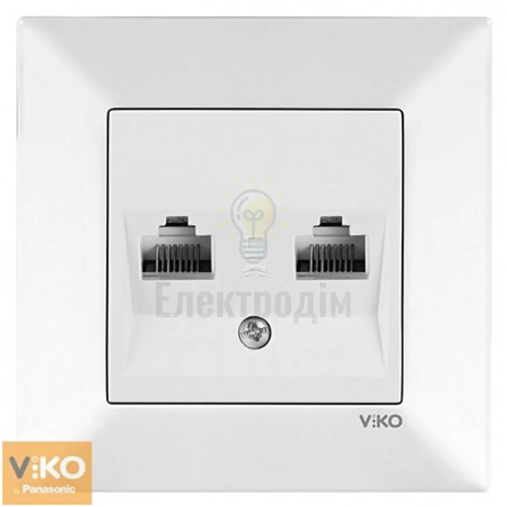 Розетка комп`ютерна 2-на  Viko Meridian біла 90970034-WH 