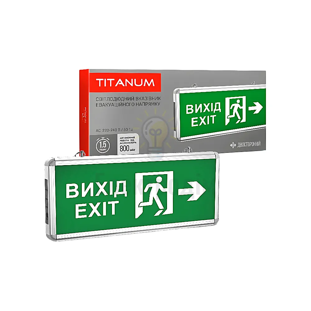 LED світильник аварійний ВИХІД ЗІ СТРІЛКОЮ двосторонній TITANUM TL-EM101-D 