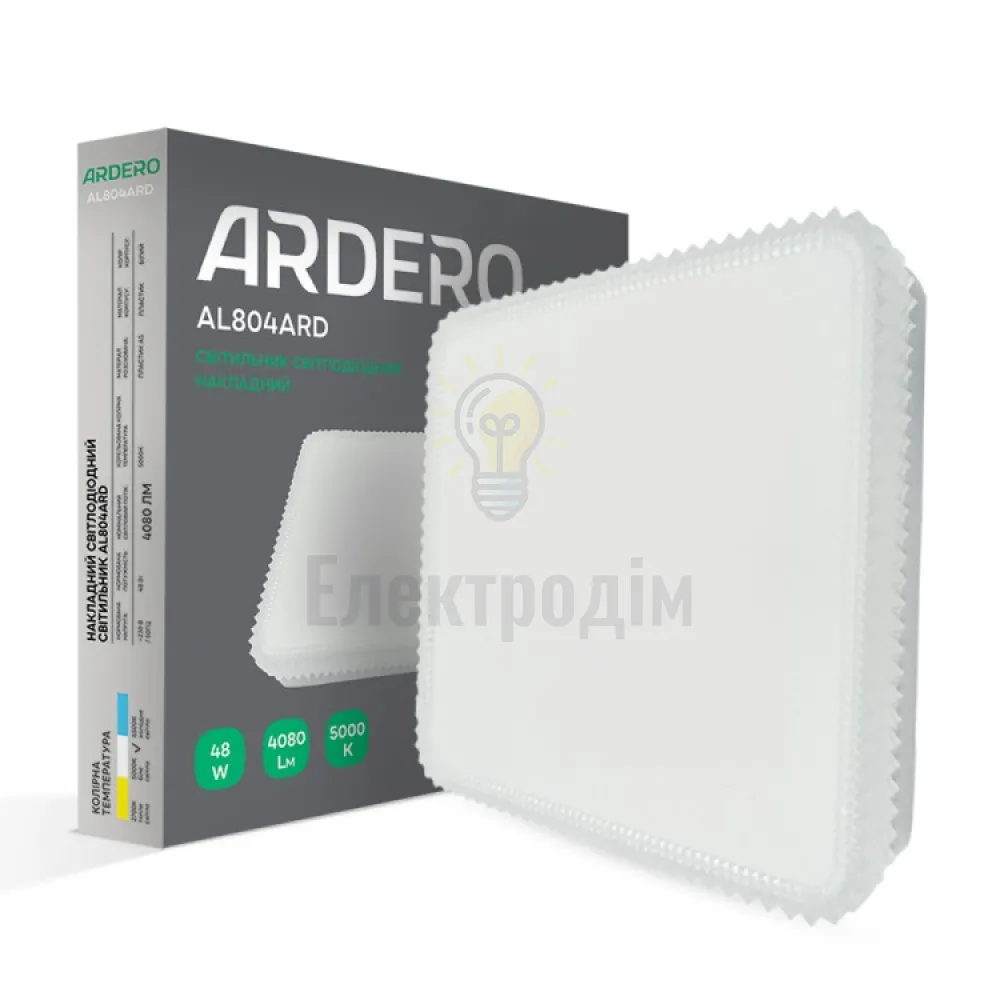 AL804ARD 48W квадрат накладний декор 4080Lm 5000K 300*300*40mm 80183 