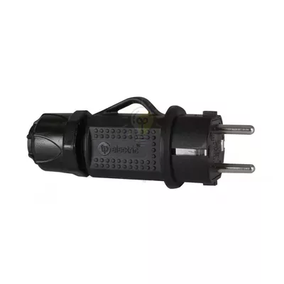 Вилка пряма з/з, 16А, чорна (IP44), TP electric (3101-700-0300) 62-56-04 — купити в Електродім