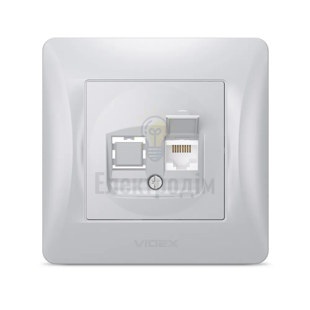 BINERA срібний шовк Розетка внутрішня 1-а CAT6 комп'ютерна Videx VF-BNSK1PC6-SS  - фото 1