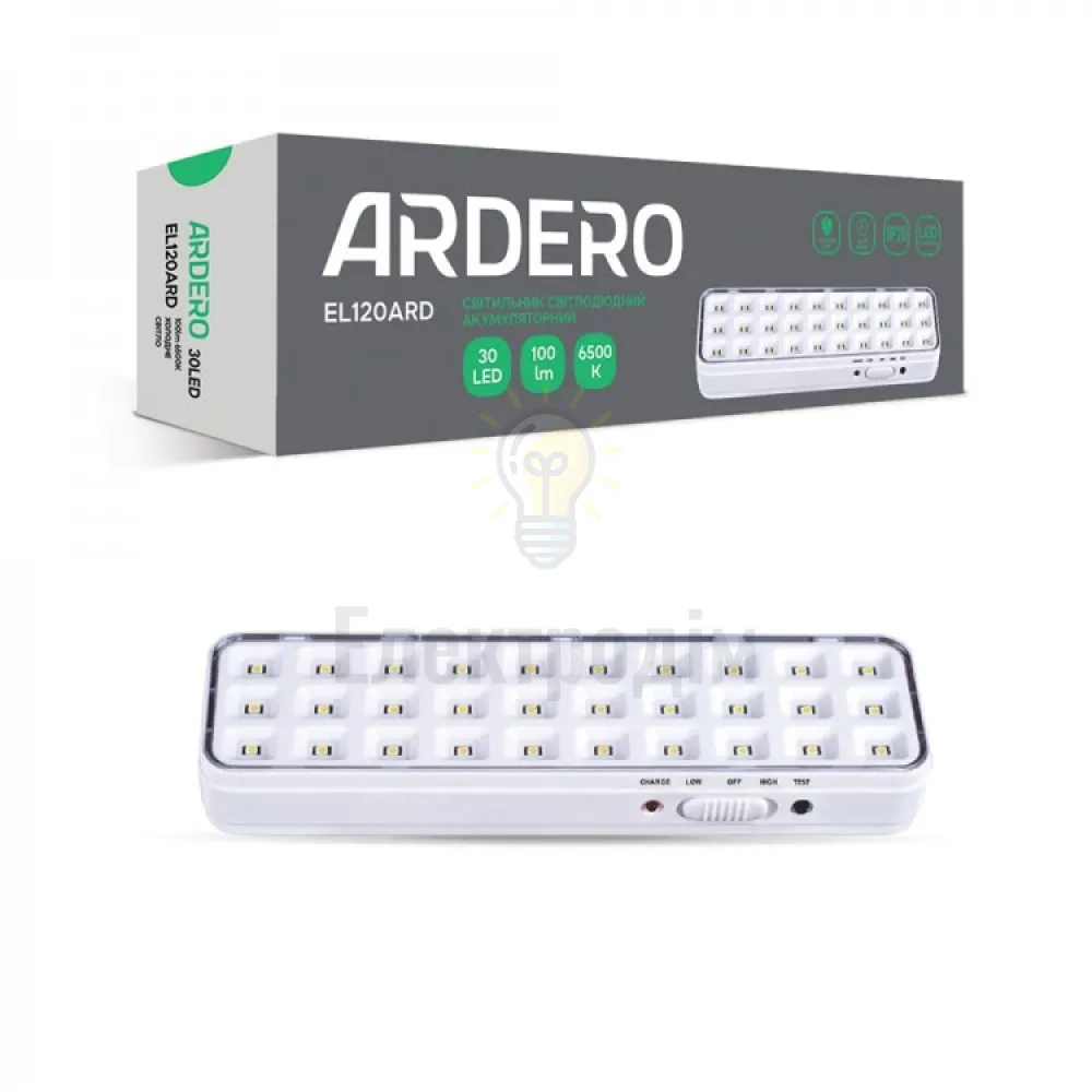 EL120ARD акум. світильник 30LED білий 200*55*30 мм 80189 