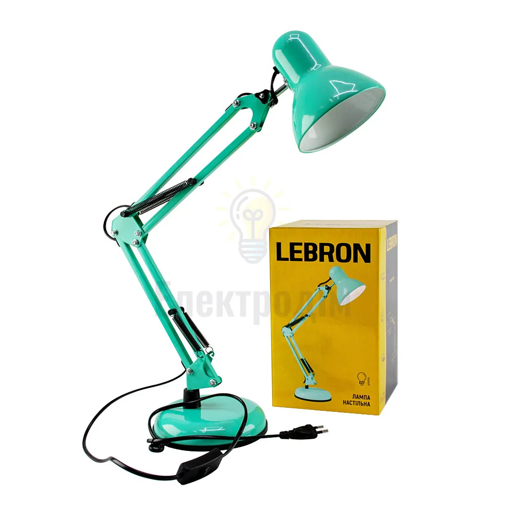 Лампа настільна телескопічна Lebron L-TL-Tel, E27, 40W,бірюзова 15-11-83 