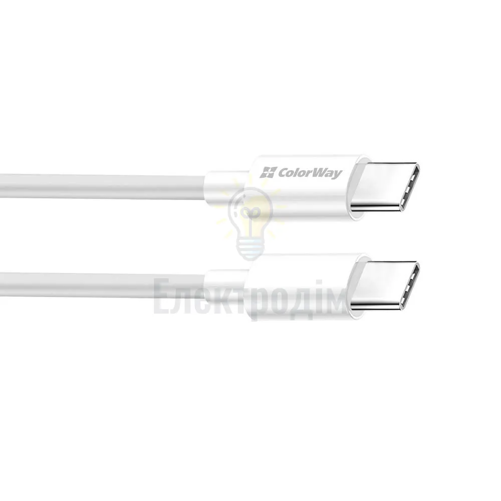 Кабель Colorway Type-C - Type-C (TPE) (PD Fast Charging 65W) 3.0А 2м білий CW-CBPDCC056-WT  - фото 3