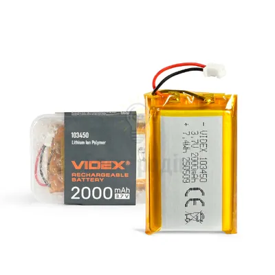 Акумулятор VIDEX Li-pol B103450 2000mAh 1pcs (60/120) VLF-B103450-20 — купити в Електродім