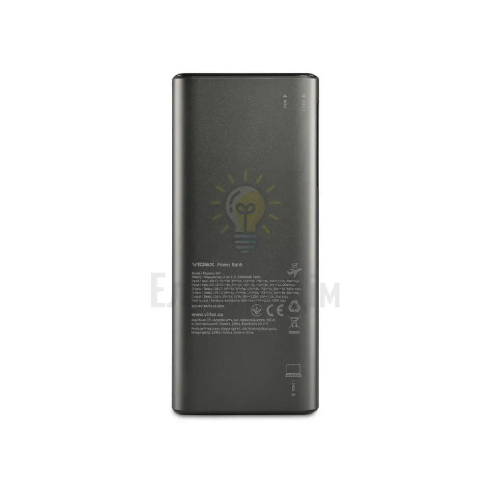 Повербанк 20000mAh VIDEX VPB-323 130W PD100W +Display VPB-323-B  - фото 9
