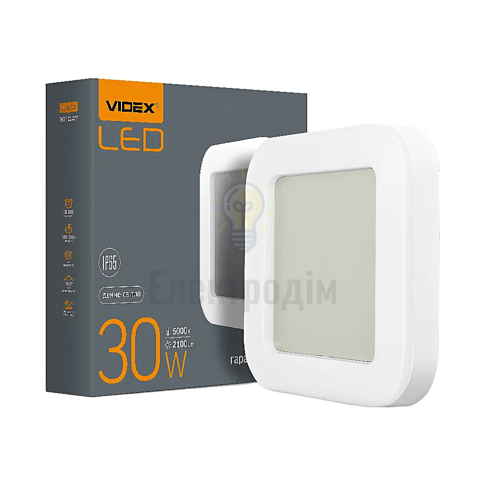 LED світильник ART (ЖКХ) квадратний VIDEX 30W 5000K 220V VL-BHFS-305 