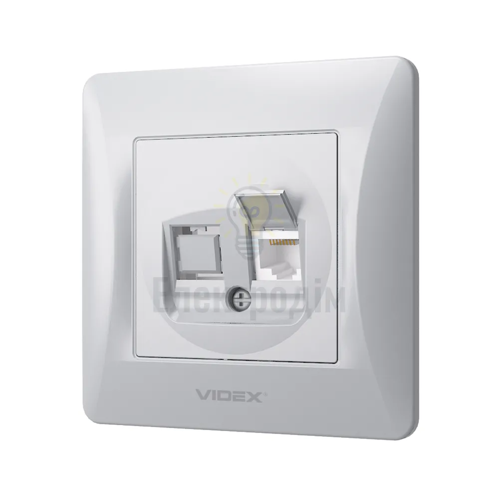 BINERA срібний шовк Розетка внутрішня 1-а CAT6 комп'ютерна Videx VF-BNSK1PC6-SS  - фото 2