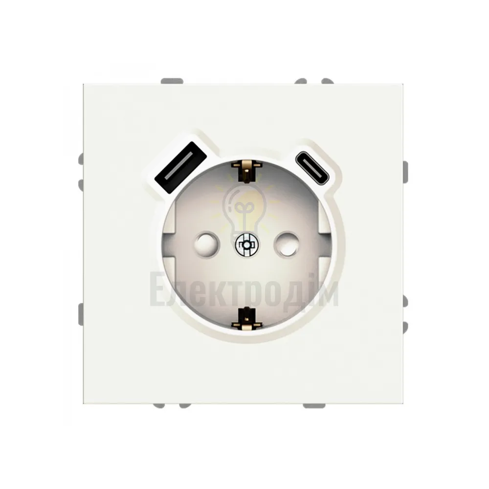ER123USB-W розетка із заземленням 16А із USB-A та Type-C, механізм білий Soft 80724  - фото 3