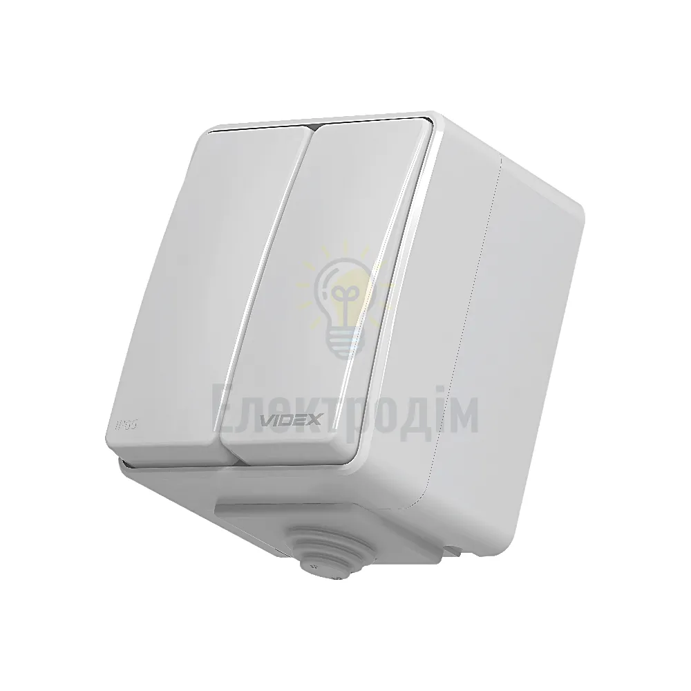 VIDEX BINERA IP65 Вимикач зовнішній 2кл сірий VF-BNW12-G 