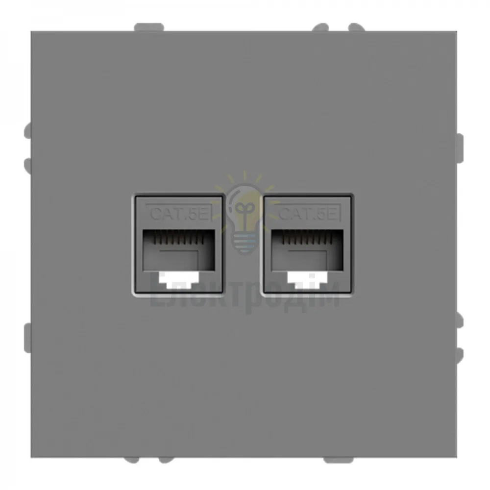 ER152PC-G розетка комп’ютерна подвійна, механізм сірий Soft 80775  - фото 1