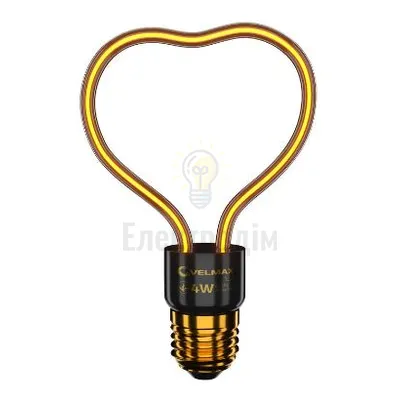LED лампа VELMAX V-Filament-Decor-Серце, 4W, E27, 2700K, 260Lm 21-48-12 — купити в Електродім