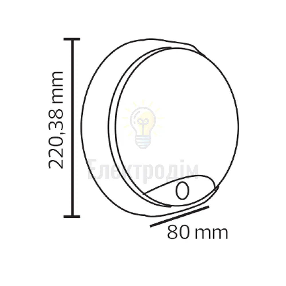 Світильник стельовий LED 20W  IP54 3ССТ 1600Lm з дат. руху 170-260V d-220*h80мм ЧОРНИЙ кругл. 071-017-0020-020  - фото 2