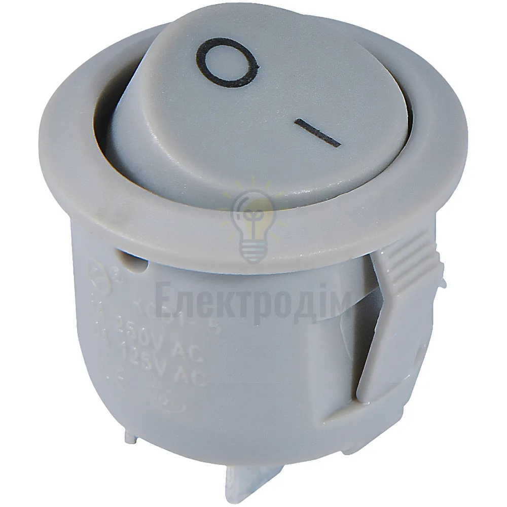 Перемикач KCD1-5-101 Grey/Grey 1 клав. круглий сірий  АСКО A0140040069 