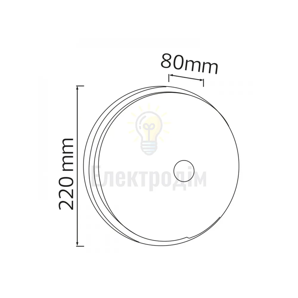 Світильник стельовий LED 20W ІР44 6400K 2400Lm 160-265V d-220мм з дат. руху 071-014-0020-030  - фото 1