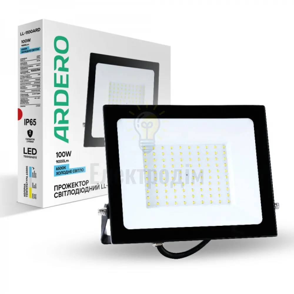 LL-1100ARD 100W 9000Lm 6500K (254*217*33мм) чорний IP65 80019 