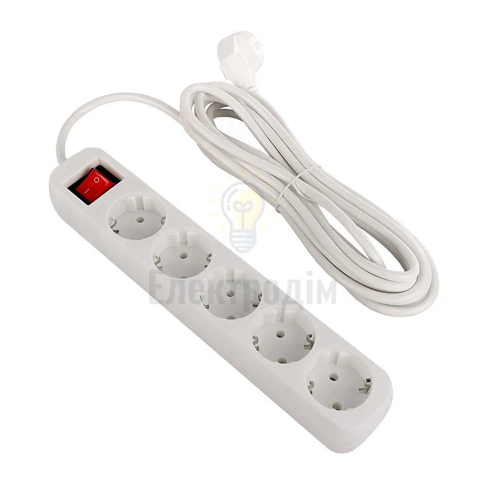 Подовжувач ColorWay Фільтр мережевий 5 розеток 5м білий CW-PSEA55W ColorWay CW-PSEA55W  - фото 3