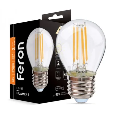 Світлодіодна лампа Filament LB-161  G45 230V 6W 600Lm  E27  2700K 40078 — купити в Електродім