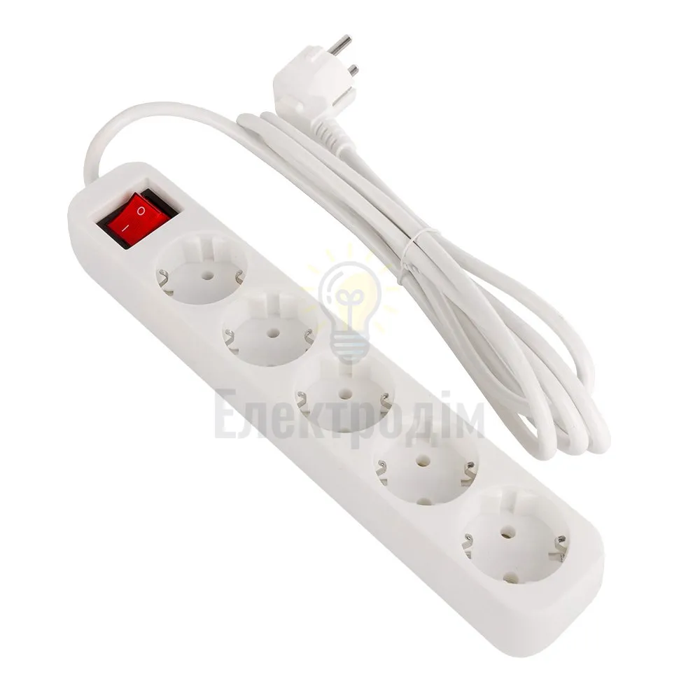 Подовжувач ColorWay Фільтр мережевий 5 розеток 2м білий CW-PSEA52W ColorWay CW-PSEA52W  - фото 3