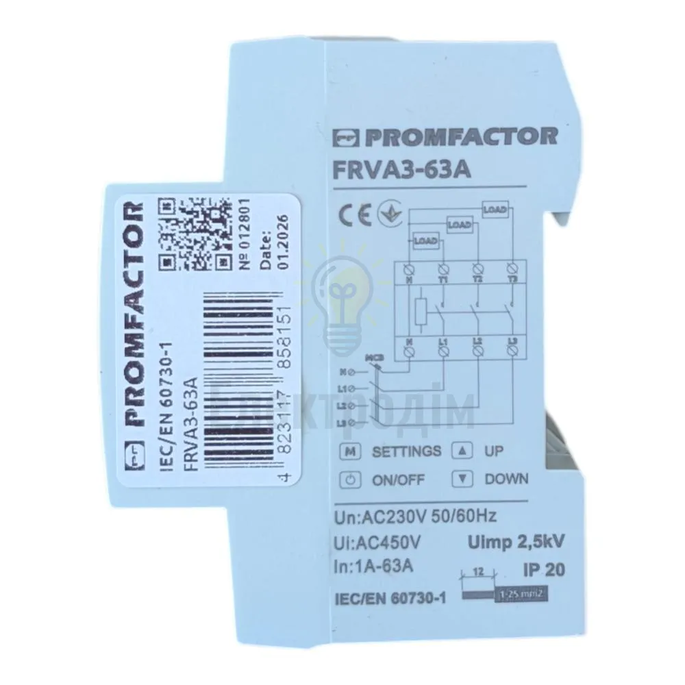 Трифазне реле контролю напруги та струму FRVA3-63A Промфактор FRVA3-63A  - фото 1