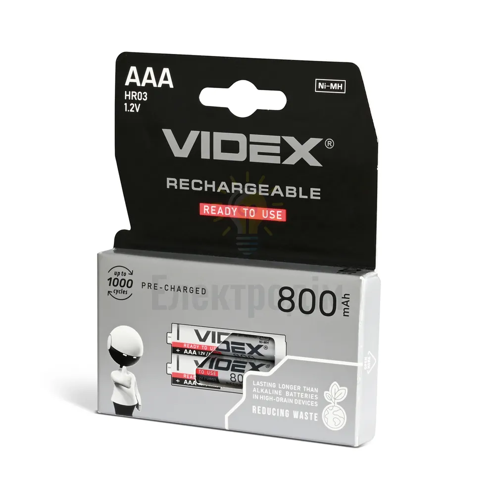 Акумулятори Videx HR03/AAA 800mAh double blister/2шт HR03/800/2DB 