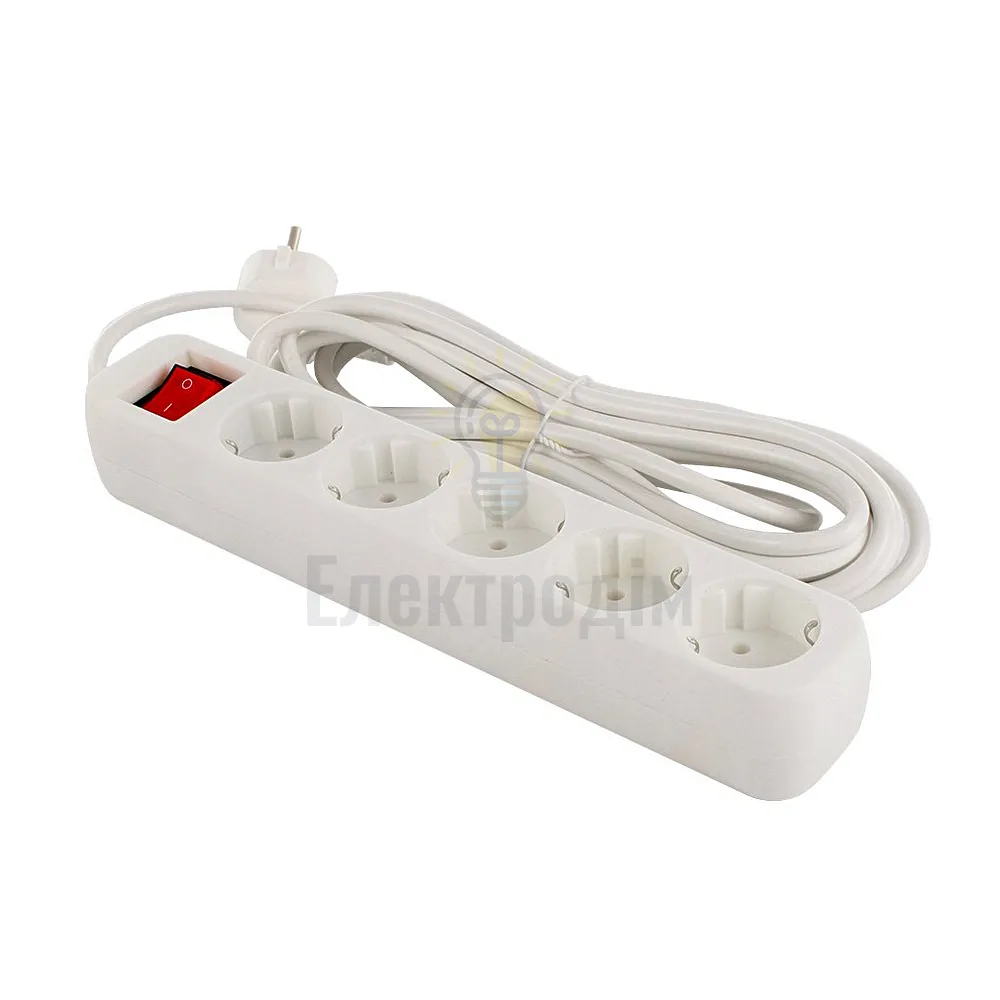 Подовжувач ColorWay Фільтр мережевий 5 розеток 5м білий CW-PSEA55W ColorWay CW-PSEA55W  - фото 1