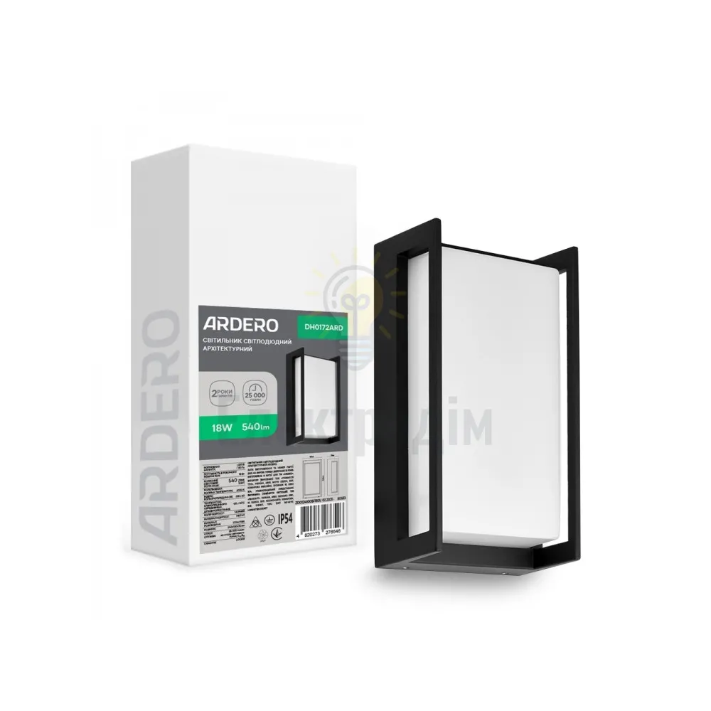 DH0172ARD 230V 18W 540Lm 3000K чорний 240*130*78mm IP54 80683 