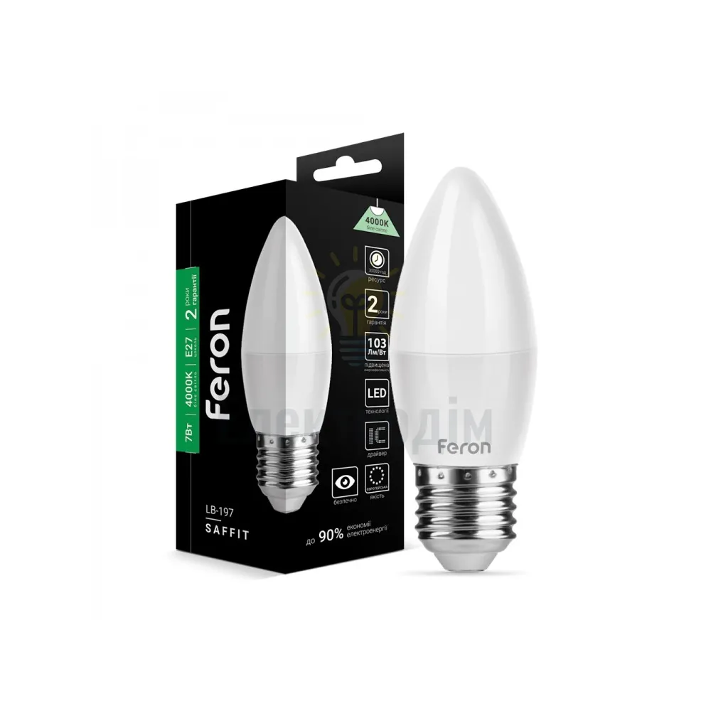 SAFFIT светодиодная LED лампа LB-197 C37 230V 7W 720Lm E27 4000K 