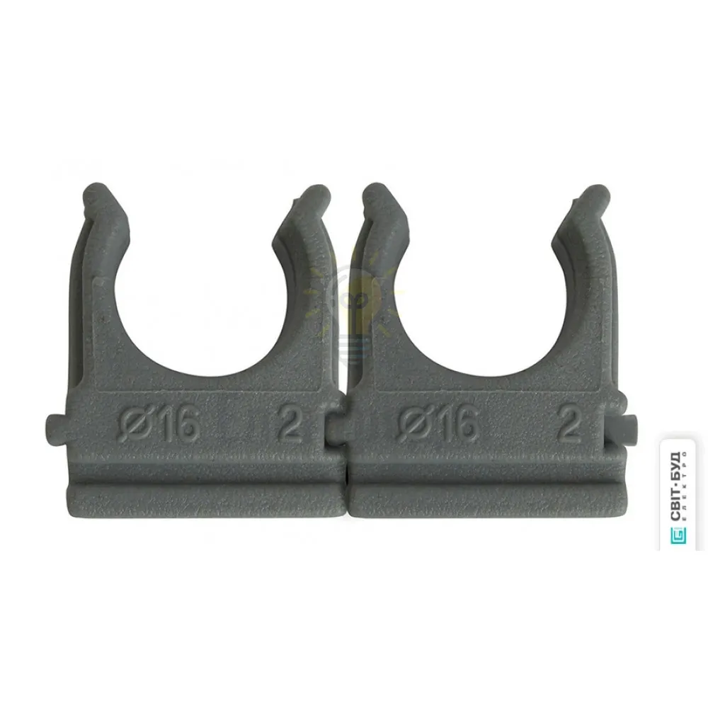 Хомут-кліпси для гофротруби d 16 мм, сірі, (100шт) 66-58-33 