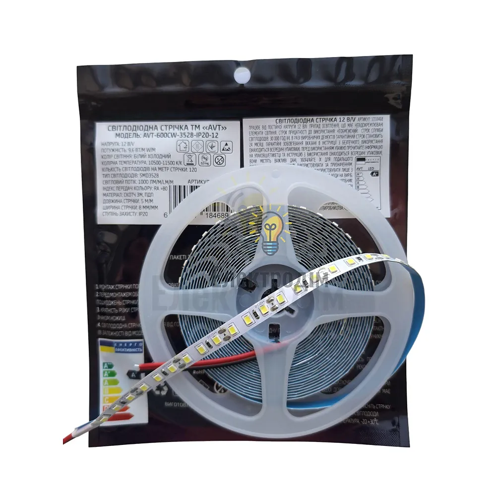 AVT 600CW3528-12 (10500K-11500K) 8mm Світлодіодна стрічка smd3528 - подвійна щільність 1018468  - фото 2