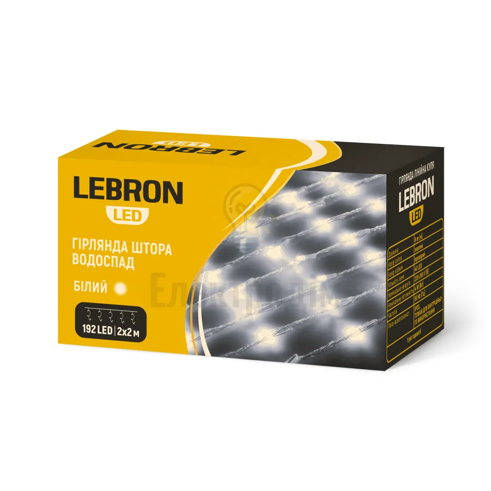 LED гірлянда LEBRON штора водоспад 3х2м, 240LED, біла, IP20 15-18-86 