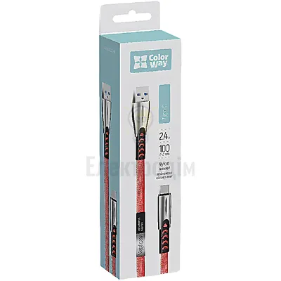 Кабель USB Type-C ColorWay  2,4A 1м червоний CW-CBUC012-RD — купити в Електродім