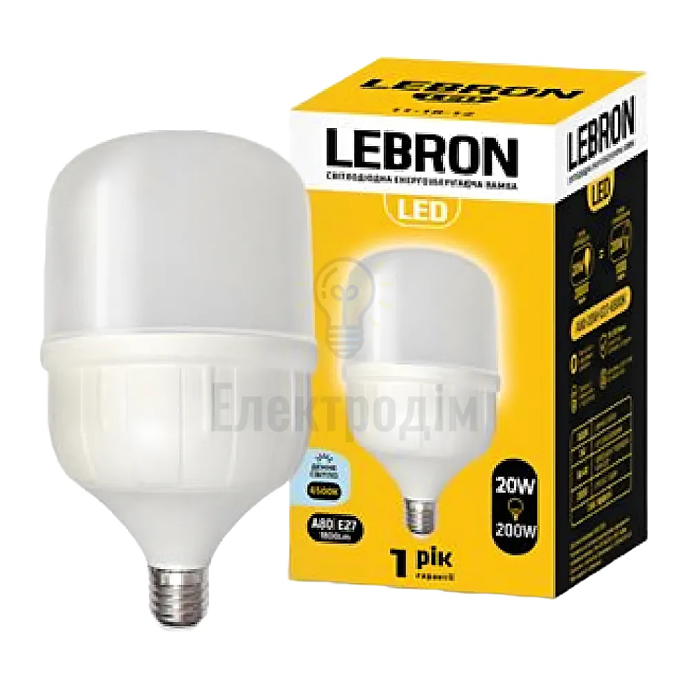 LED лампа LEBRON L-А80, 20W, Е27, 6500K, 1800Lm 11-18-02 