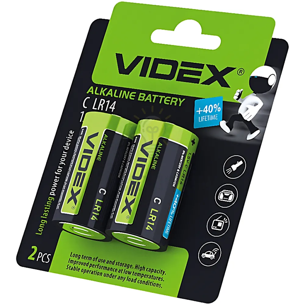 Батарейка Videx Батарейка лужна C/LR14 (бл-2шт) Videx LR14/C 2pcs BC 