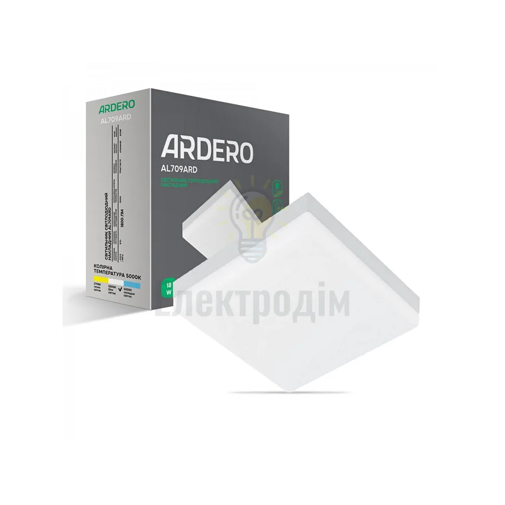 AL709ARD 18W квадрат накладний 1800Lm 5000K 120*120*40mm 80005 