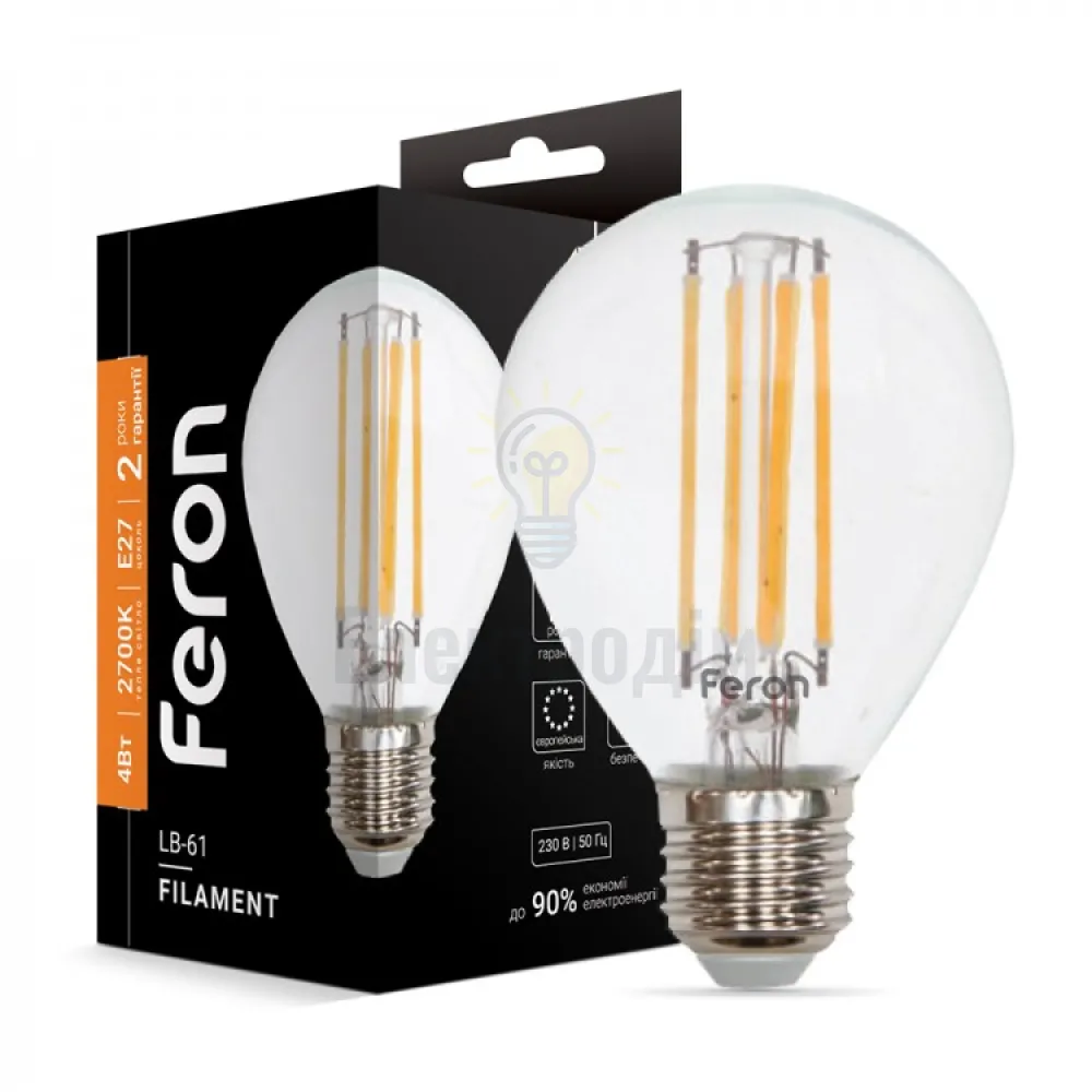 Світлодіодна лампа Filament LB-61  G45 230V 4W 400Lm  E27  2700K 25581 
