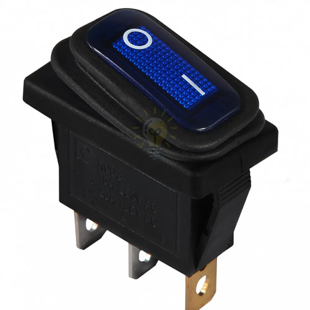 Перемикач KCD3-101NW BL/B 220V 1 клавішний вологозахищений синій з підсвічуванням A0140040038 