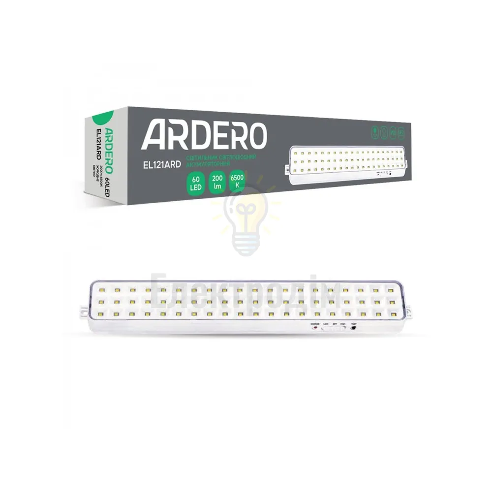 EL121ARD акум. світильник 60LED білий 340*55*30 мм 80190 
