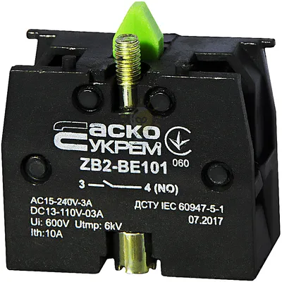 Блок контакт для постів АСКО ZB2-BE101 N/О A0140010025 — купити в Електродім