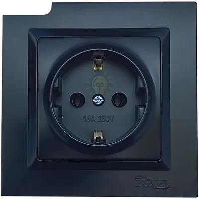 Чорний Розетка з заземленням JAZZ 9104 — купити в Електродім