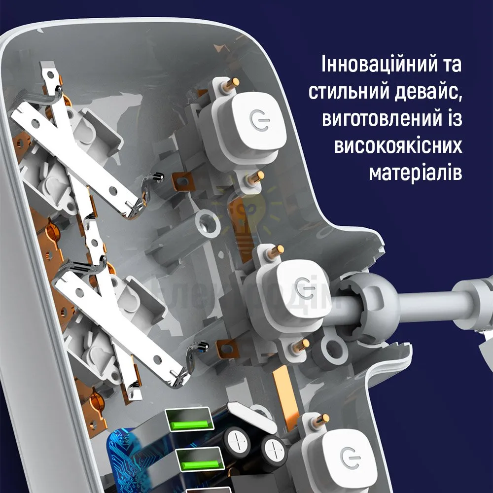 Подовжувач ColorWay Фільтр мережевий 2 розетки/3USB-A/1Type-C CW-CHE24PDW ColorWay CW-CHE24PDW  - фото 8