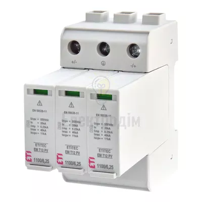 Обмежувач перенапруги ETITEC EM T12 PV 1100/6,25 Y (для PV систем) 2440580 — купити в Електродім